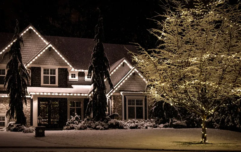 Roofline lit with C9 LEDs, example 2